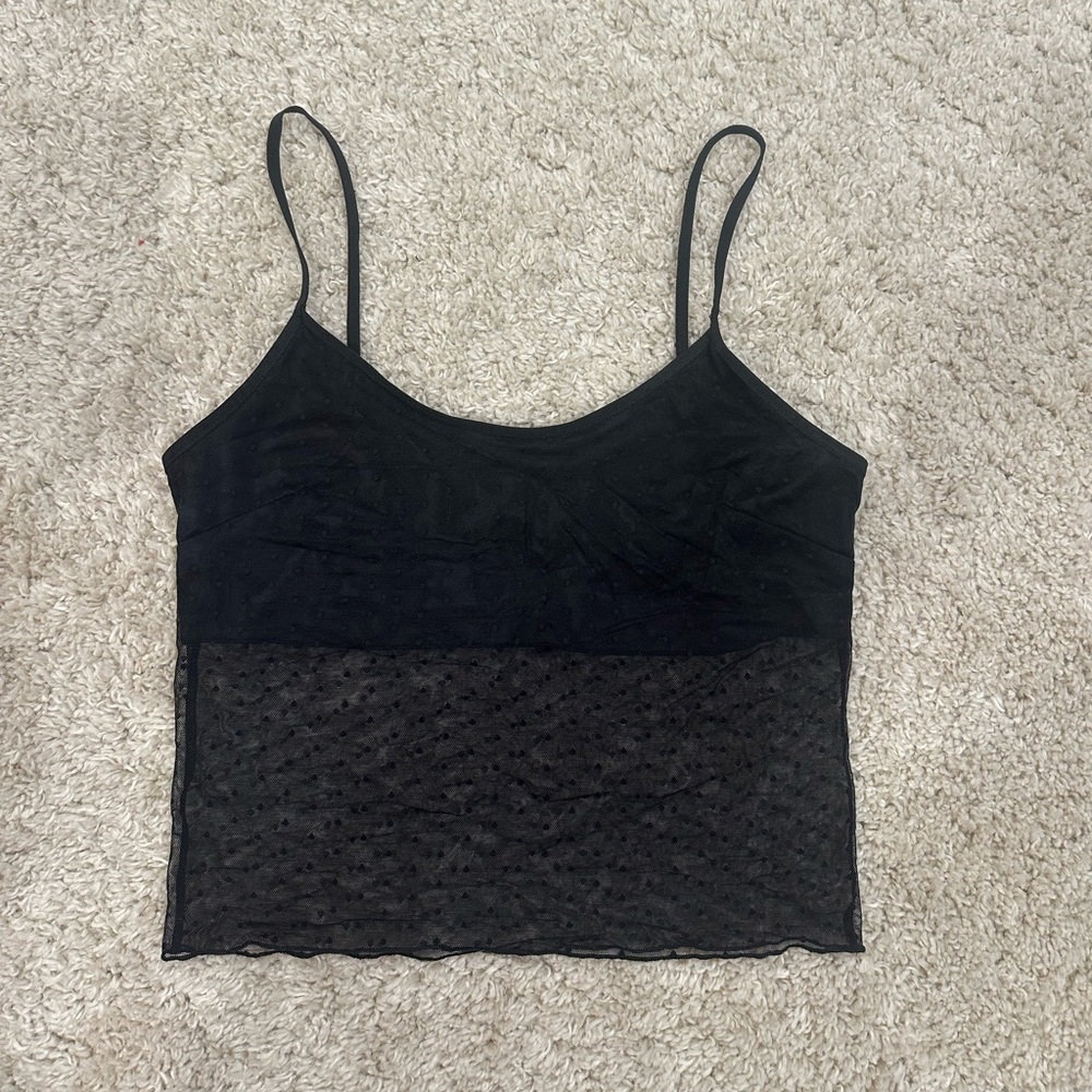 Mesh Black with built in bra Tank Top
